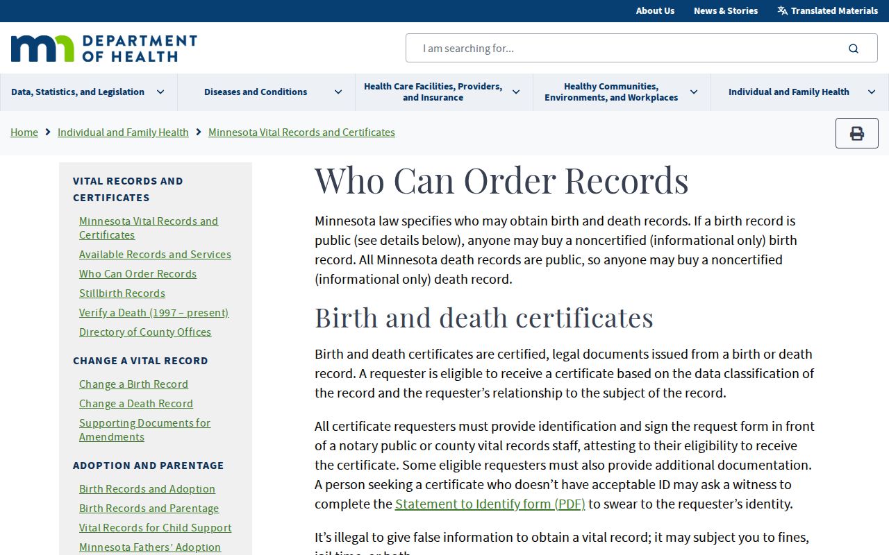 Faribault resident lookup vital-record certified-copy eligibility guidance