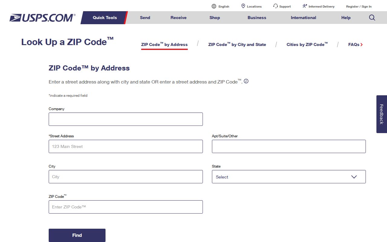Faribault ZIP code directory USPS address-to-ZIP lookup screen